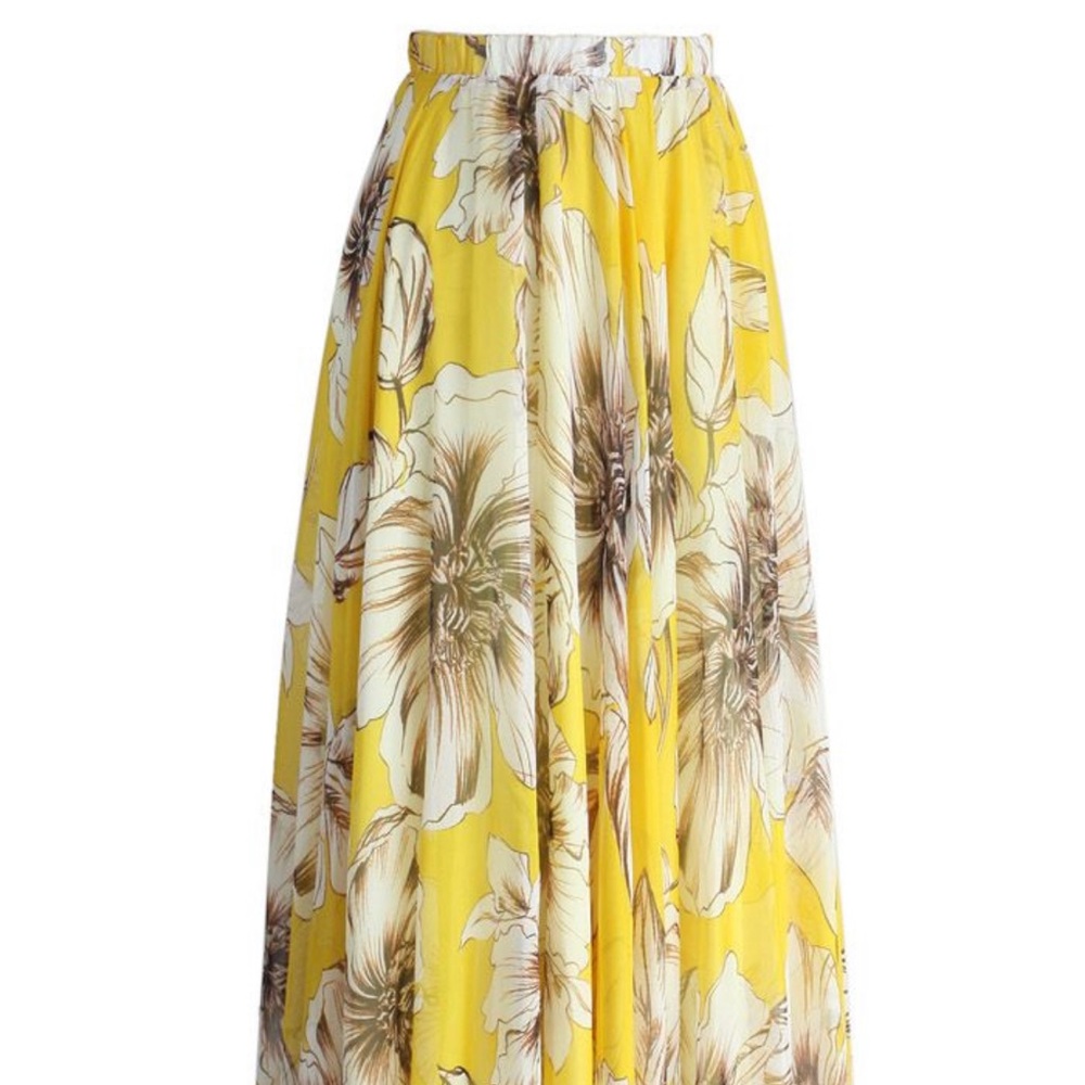 Yellow floral maxi skirt